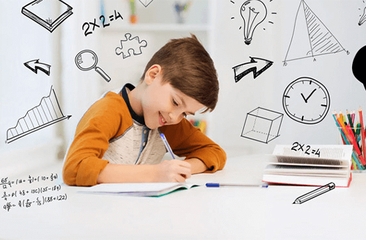 A Child Writing in a Notebook