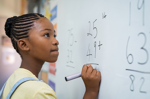 A Girl Solving a Math Problem